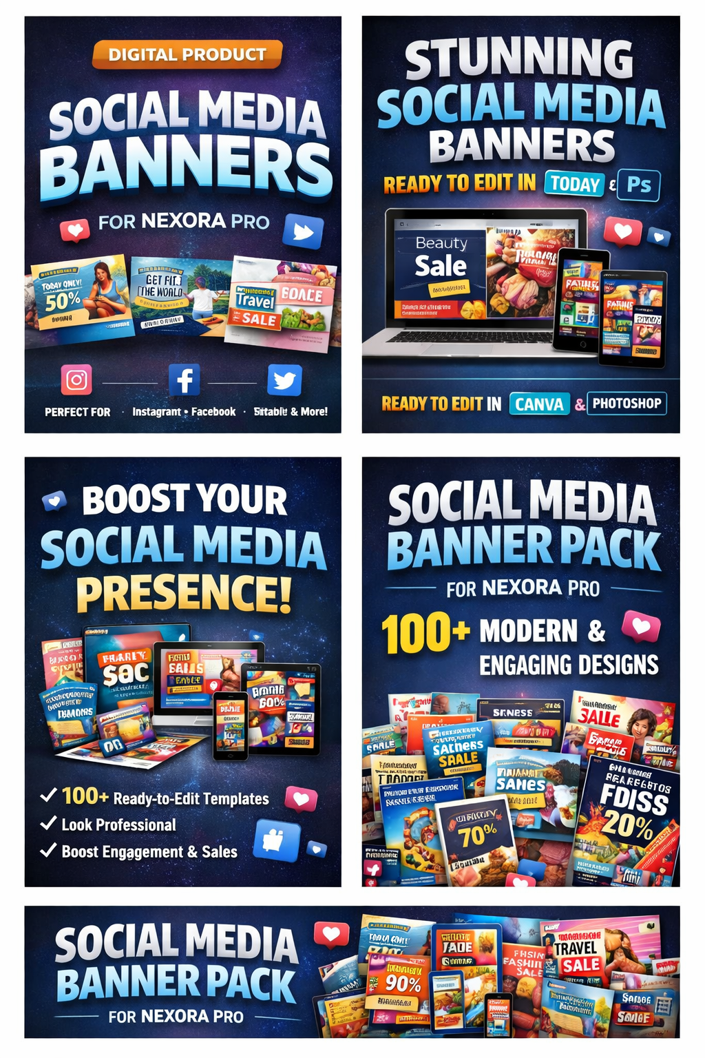 100+ Social Media Banner Templates – Boost Engagement & Sales Instantly